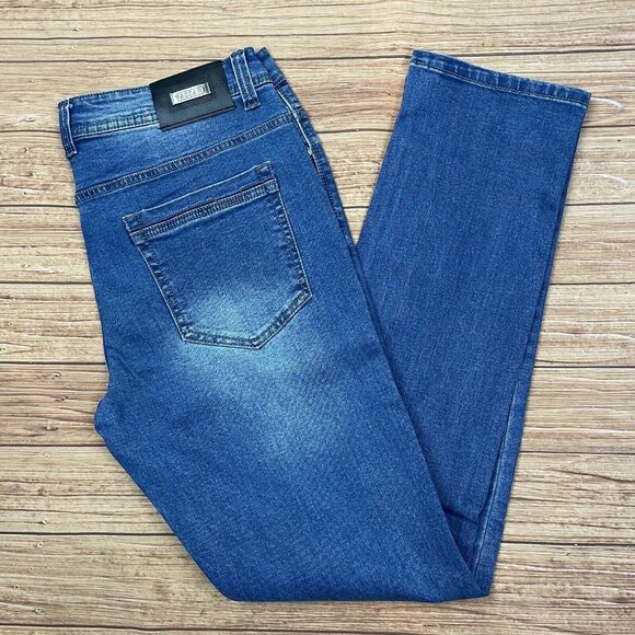 Vassari Mens Low Rise  Skinny Leg Blue Denim Jeans Size 36x32 - Picture 3 of 10
